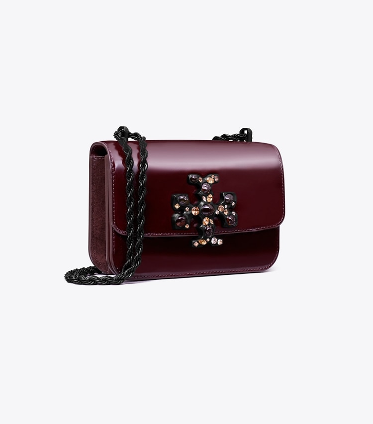 Tory Burch designer shoulder bags Small Eleanor Patent Jeweled Bag in Albarossa angle