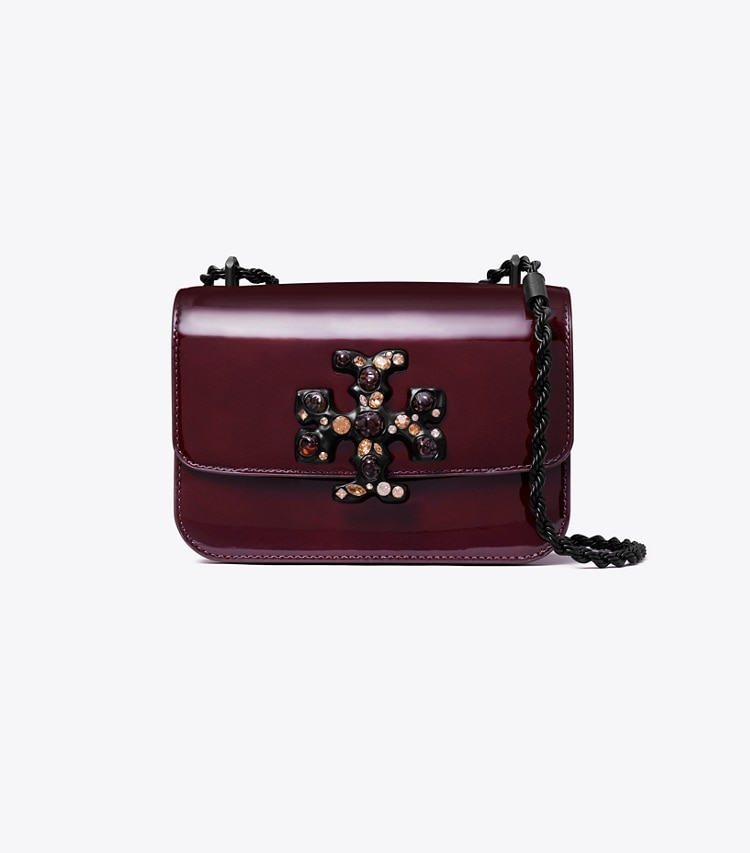 Tory Burch designer shoulder bags Small Eleanor Patent Jeweled Bag in Albarossa front