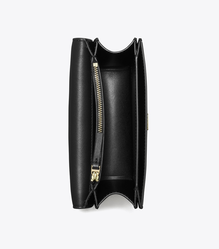 Tory Burch designer shoulder bags Small Eleanor Pavé Shoulder Bag in Black angle