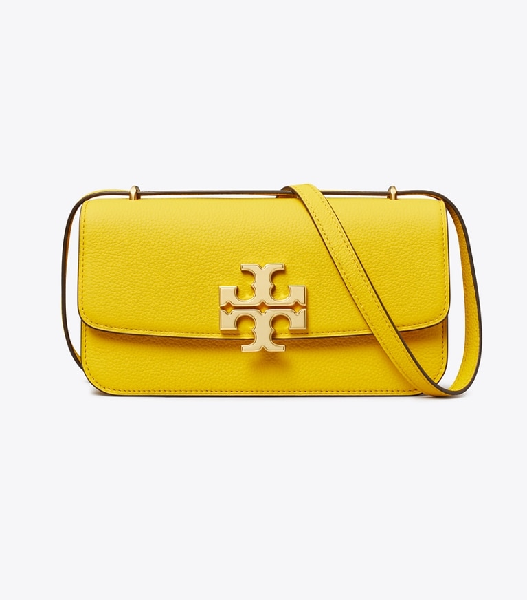 Tory Burch designer shoulder bags Small Eleanor Pebbled Rectangular Bag in Limoncello angle