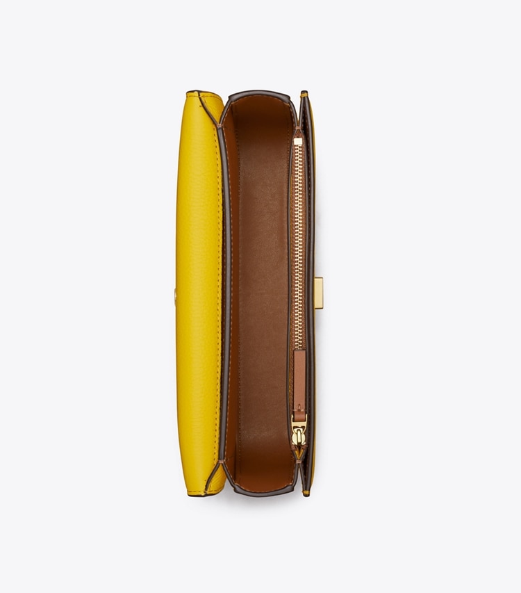 Tory Burch designer shoulder bags Small Eleanor Pebbled Rectangular Bag in Limoncello overhead