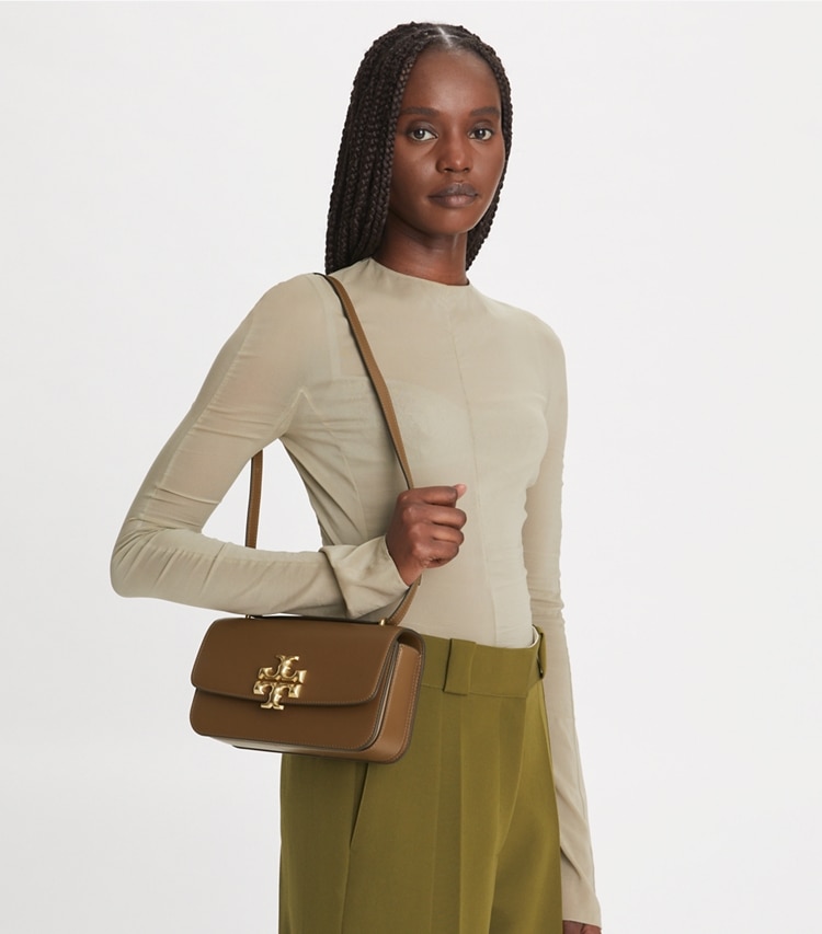 Tory Burch Eleanor E/W Small Convertible Shoulder Bag in brown