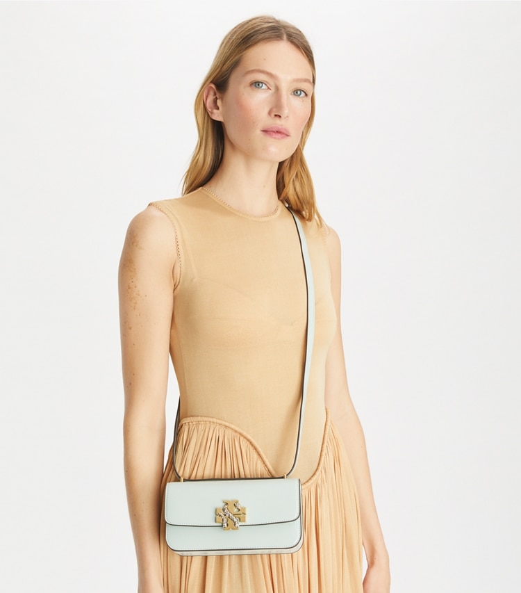 Tory Burch designer shoulder bags Small Eleanor Rectangular Bag in Mint additional on model