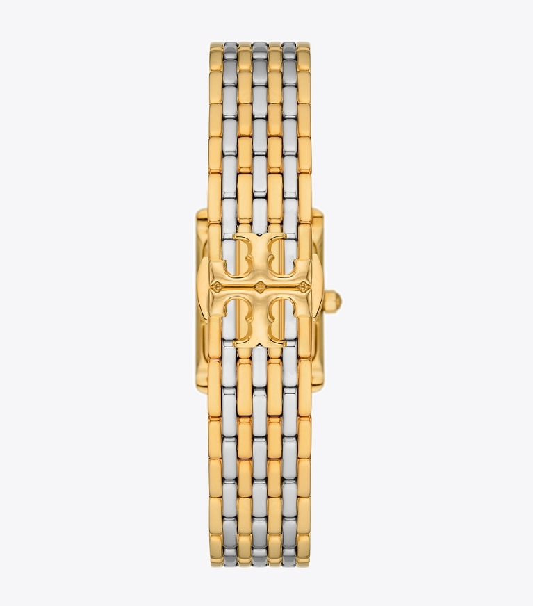 Tory Burch designer ストラップウォッチ エレノア ウォッチ ツートーン ゴールド／ステンレススチール 19 x 28mm in IVORY / TWO-TONE front