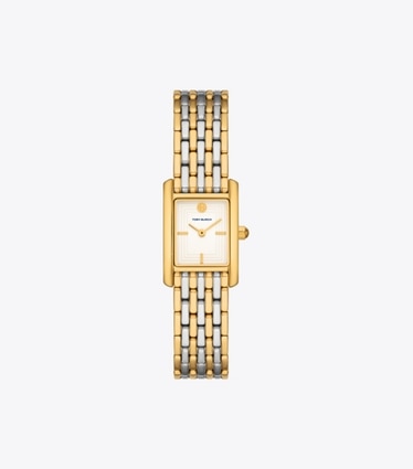 Tory Burch designer ストラップウォッチ エレノア ウォッチ ツートーン ゴールド／ステンレススチール 19 x 28mm in IVORY / TWO-TONE front