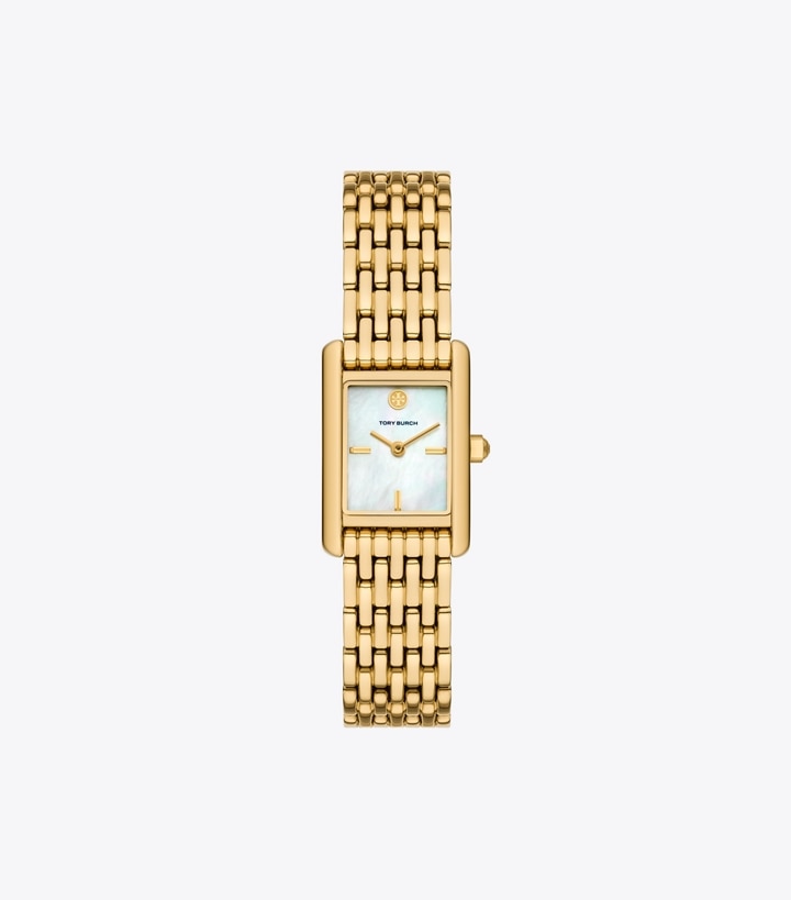 Tory Burch designer strap watches Small Eleanor Watch in WHITE MOP/GOLD front