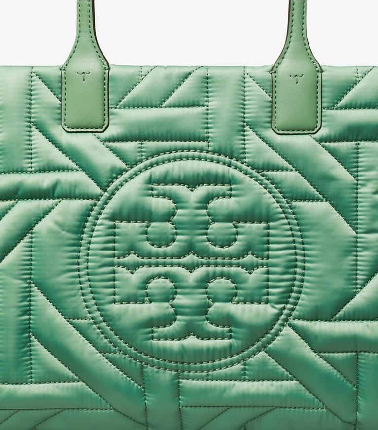Tory Burch designer tote bags Small Ella Basketweave Tote in Patina angle