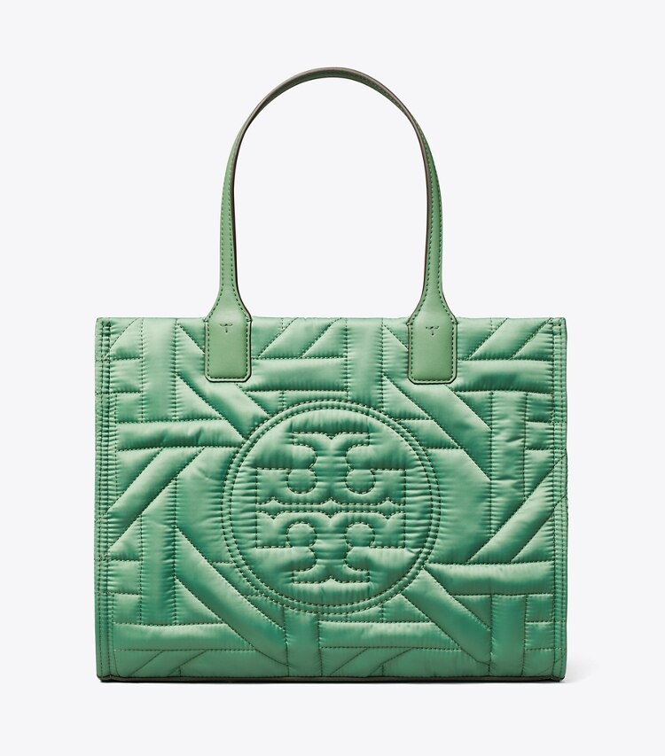 Tory Burch designer tote bags Small Ella Basketweave Tote in Patina front