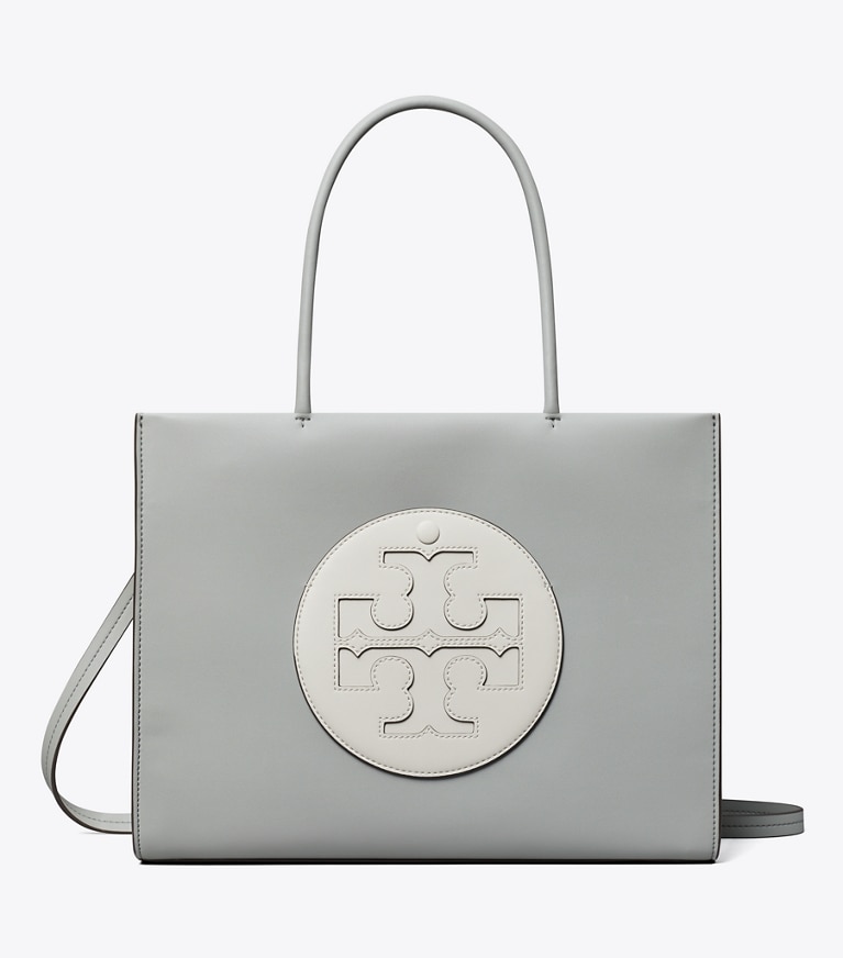 Tory Burch designer tote bags Small Ella Bio Color-Block Tote in Light Granite / Moongaze angle