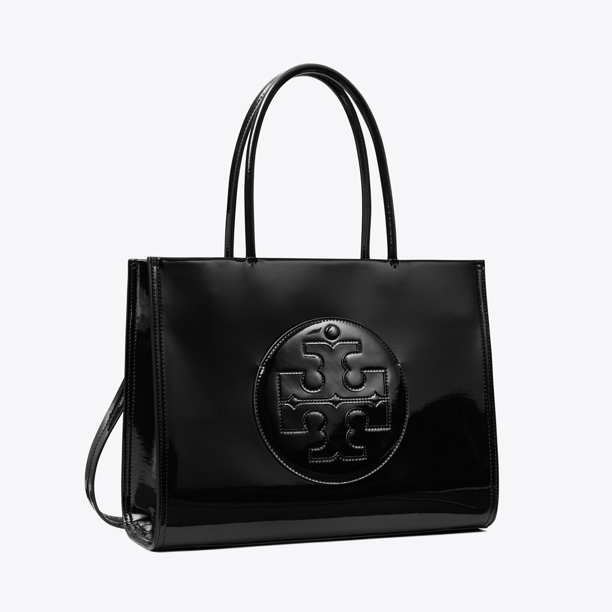 Tory Burch Ella deals Tote, Large. Patent tote bag/baby bag, black & gold