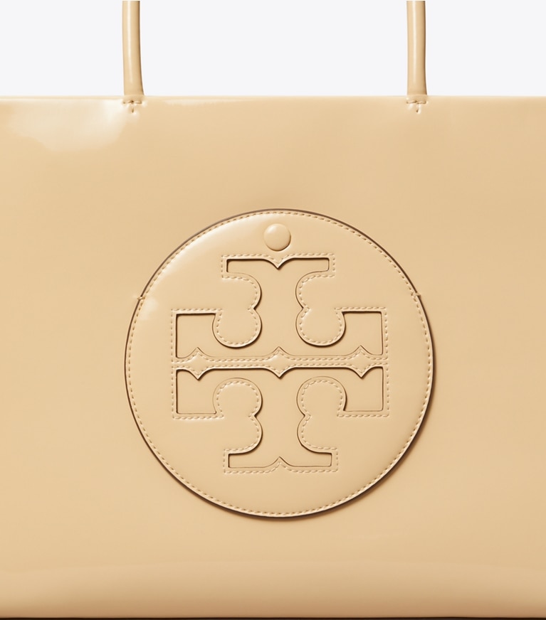 Tory Burch designer tote bags Small Ella Bio Patent Tote in Vanilla Soft Serve angle