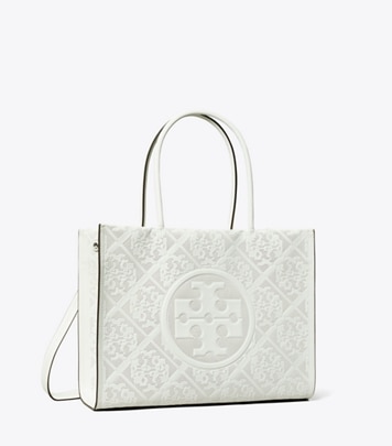 Tory Burch designer tote bags Small Ella Bio Perforated Tote in Blanc angle