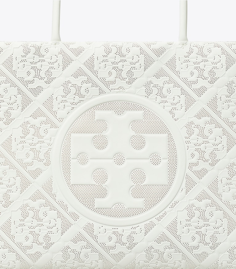 Tory Burch designer tote bags Small Ella Bio Perforated Tote in Blanc angle