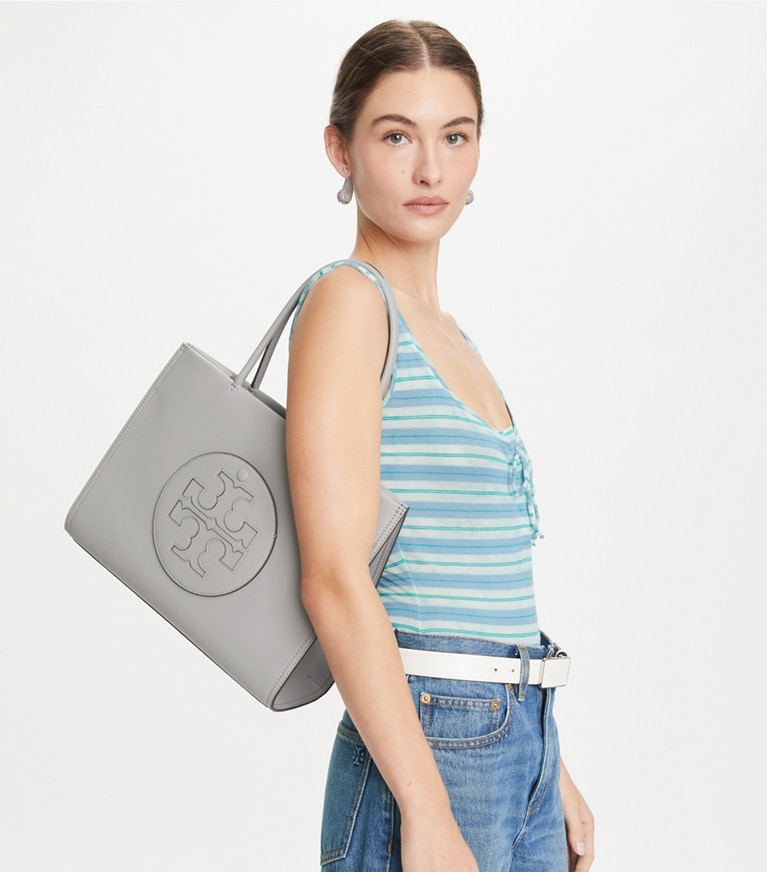 Tory Burch designer tote bags Small Ella Bio Tote in Gray angle
