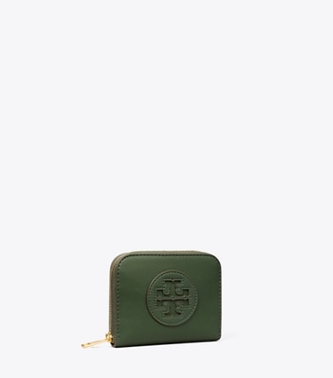 Tory Burch designer wallets Small Ella Bio Zip Wallet in Basil angle