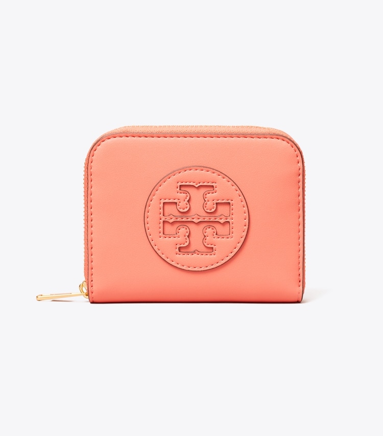 Tory Burch designer wallets Small Ella Bio Zip Wallet in Coral Crush front