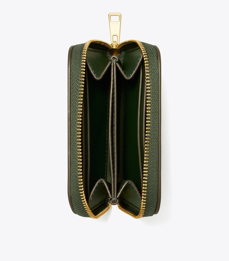 Tory Burch designer wallets Small Ella Bio Zip Wallet in Basil overhead