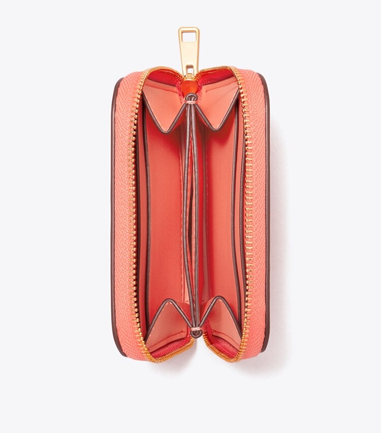 Tory Burch designer wallets Small Ella Bio Zip Wallet in Coral Crush overhead