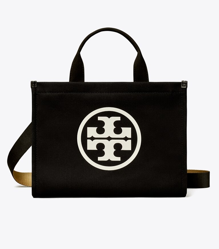 Tory Burch designer tote bags Small Ella Canvas Tote in Black angle