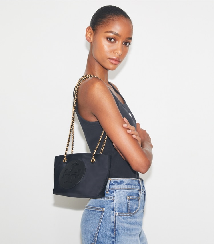 Tory Burch designer crossbody bags Small Ella Chain Crossbody in Black additional on model