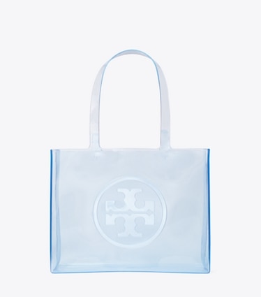 Tory Burch designer tote bags Small Ella Clear Tote in Pool Blue front