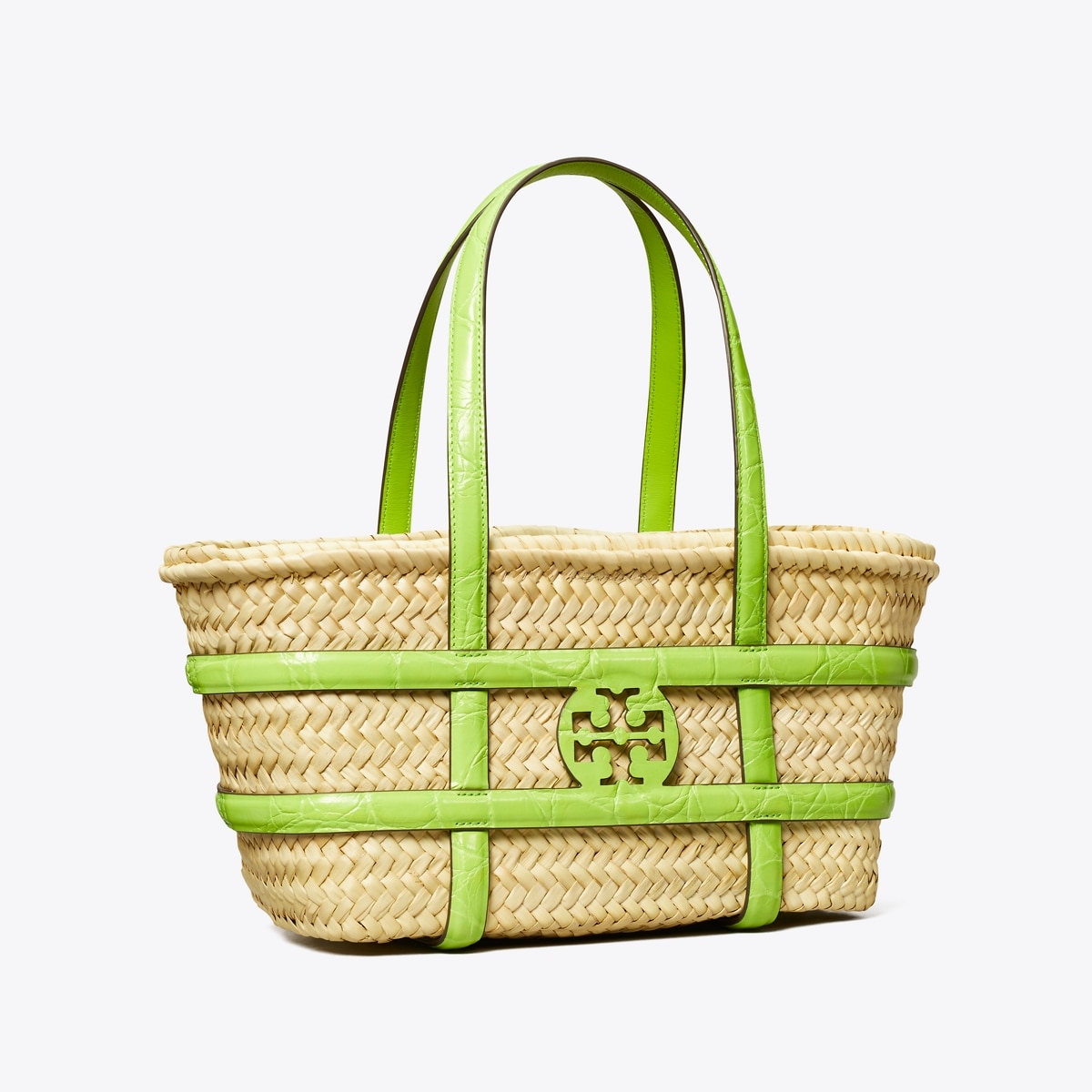 トリーバーチ　エラ　かごバッグ　トートバッグ　レザー ストローバッグ　イエロー small-ella-croc-embossed-straw