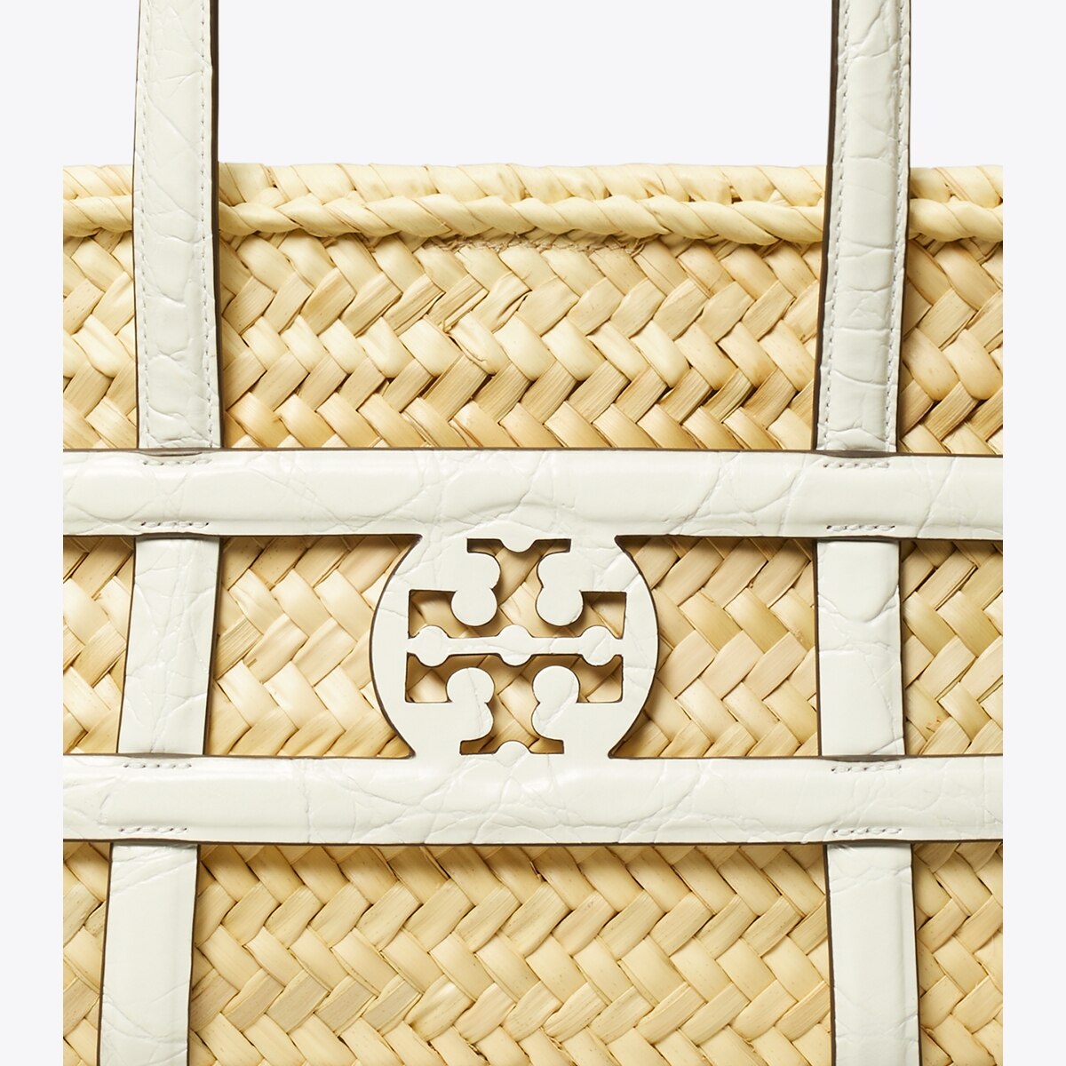 TORY BURCH 169396ELLA101 関税送料込 Small Ella Croc-Embossed Straw Basket: Women's Designer Tote