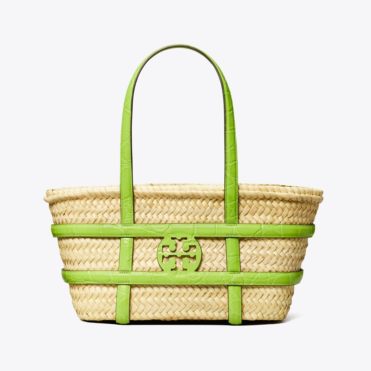 Small Ella Croc-Embossed Straw Basket: Women's Designer Tote