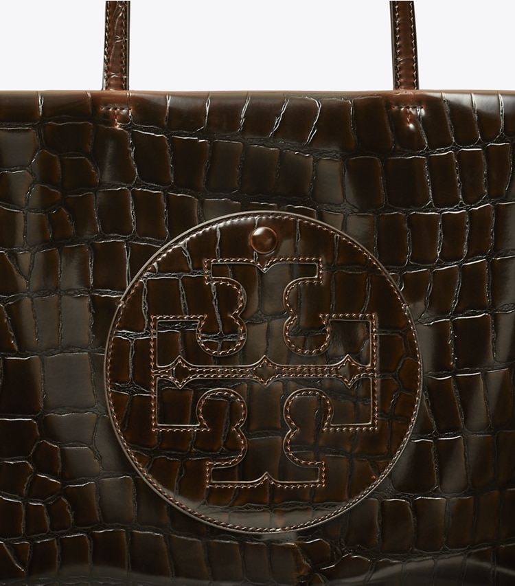 Tory Burch designer tote bags Small Ella Croc-Embossed Tote in Brown detail