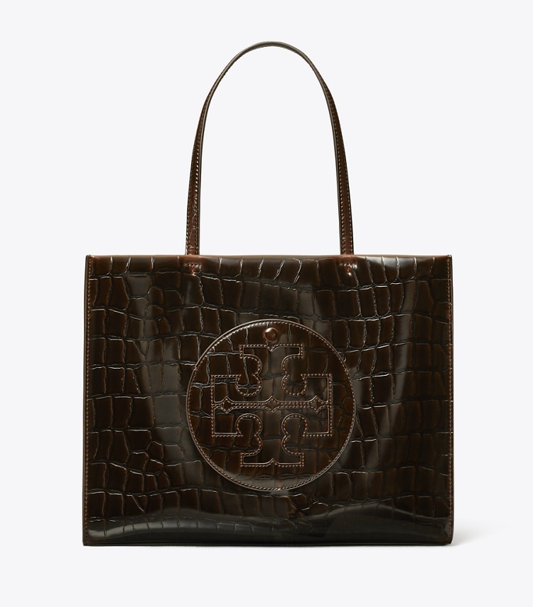 Tory Burch designer tote bags Small Ella Croc-Embossed Tote in Brown front