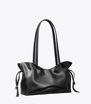 Tory Burch designer tote bags Small Ella Drawstring Tote in Black angle
