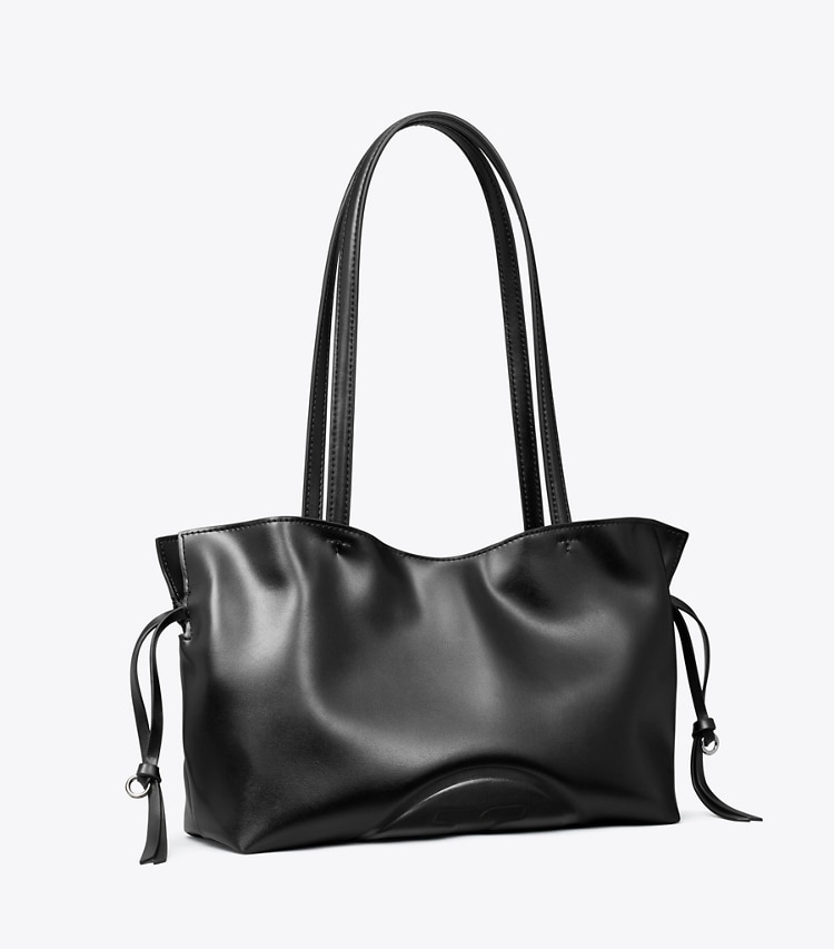 Tory Burch designer tote bags Small Ella Drawstring Tote in Black angle