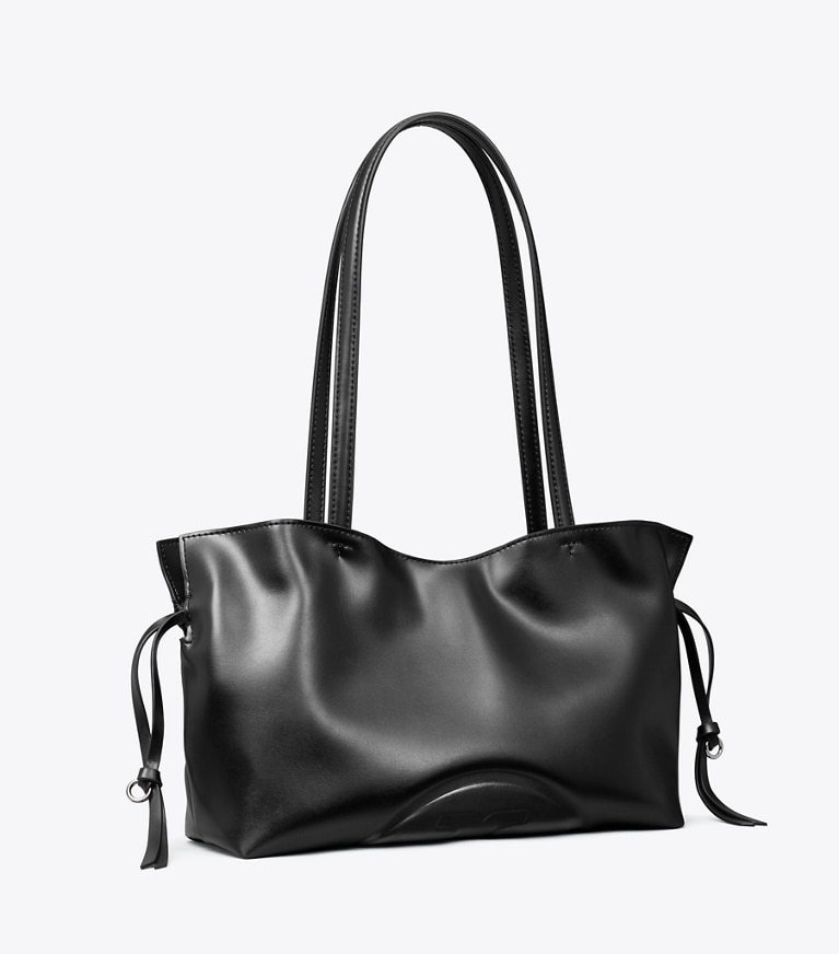 Tory Burch designer tote bags Small Ella Drawstring Tote in Black angle