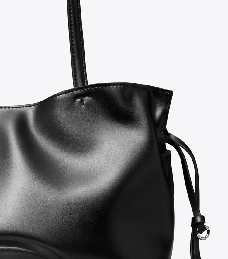 Tory Burch designer tote bags Small Ella Drawstring Tote in Black detail