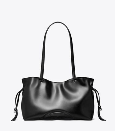 Tory Burch designer tote bags Small Ella Drawstring Tote in Black front