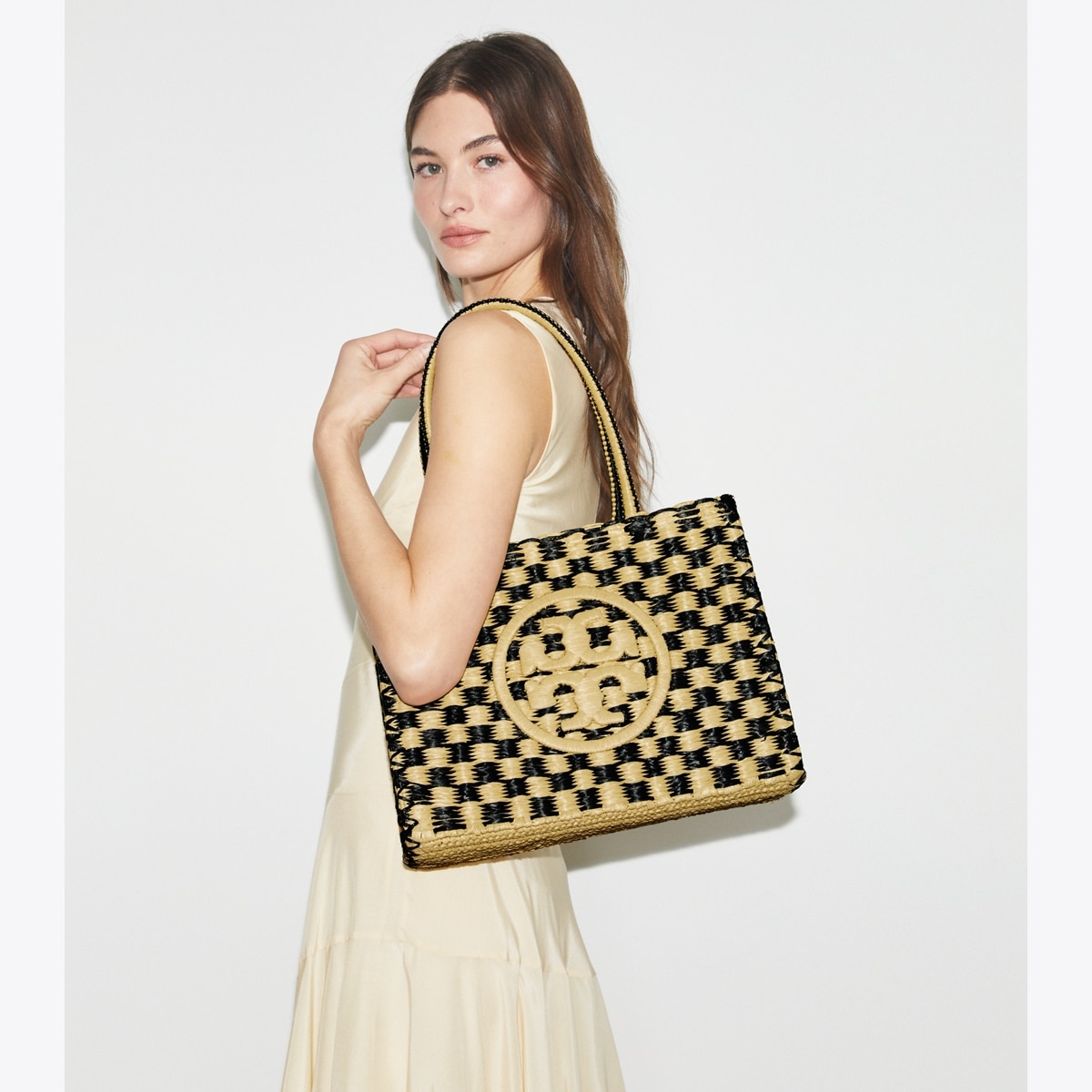 Small Ella Hand-Crocheted Checkered Tote: Women's Designer