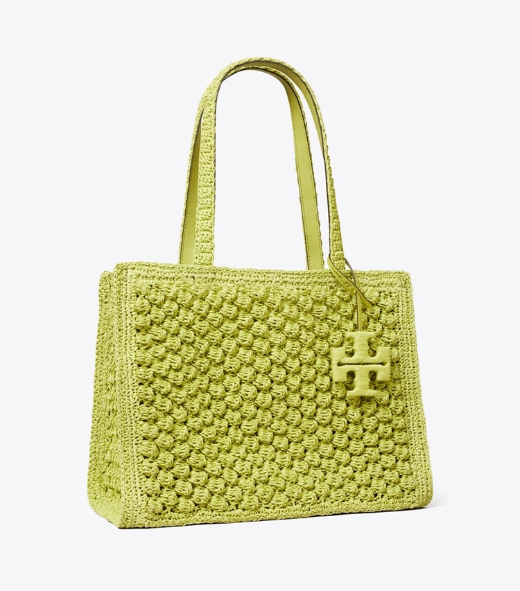 Tory Burch designer tote bags Small Ella Hand-Crocheted Popcorn Tote in Citrus Green angle