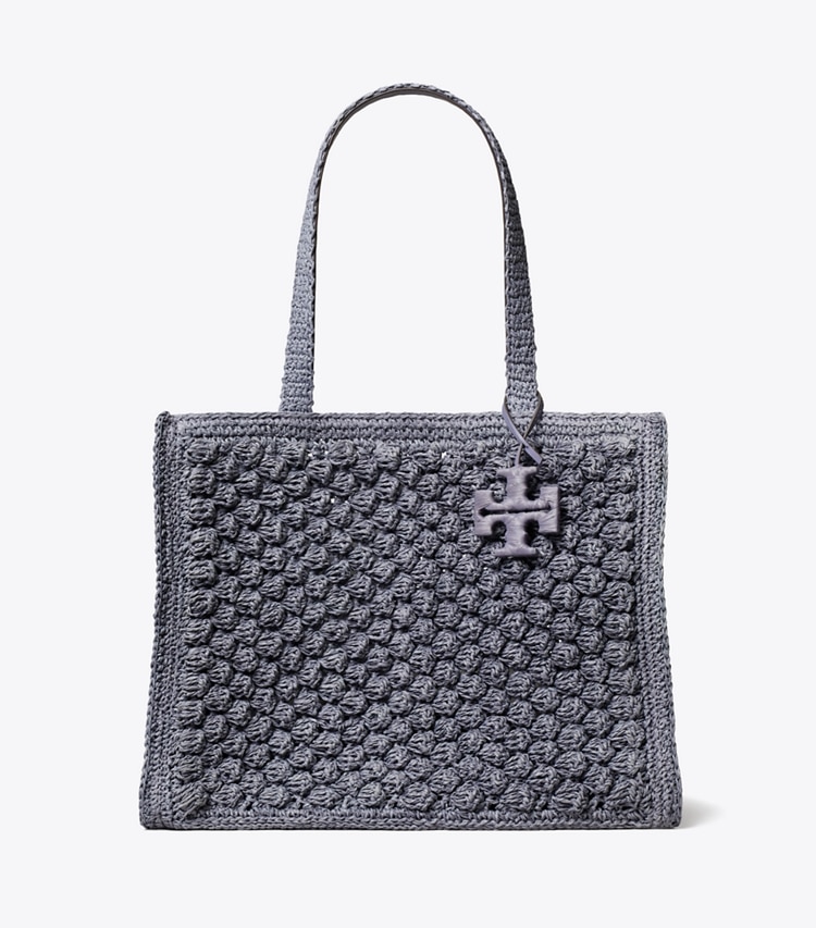 Tory Burch designer tote bags Small Ella Hand-Crocheted Popcorn Tote in Gray front