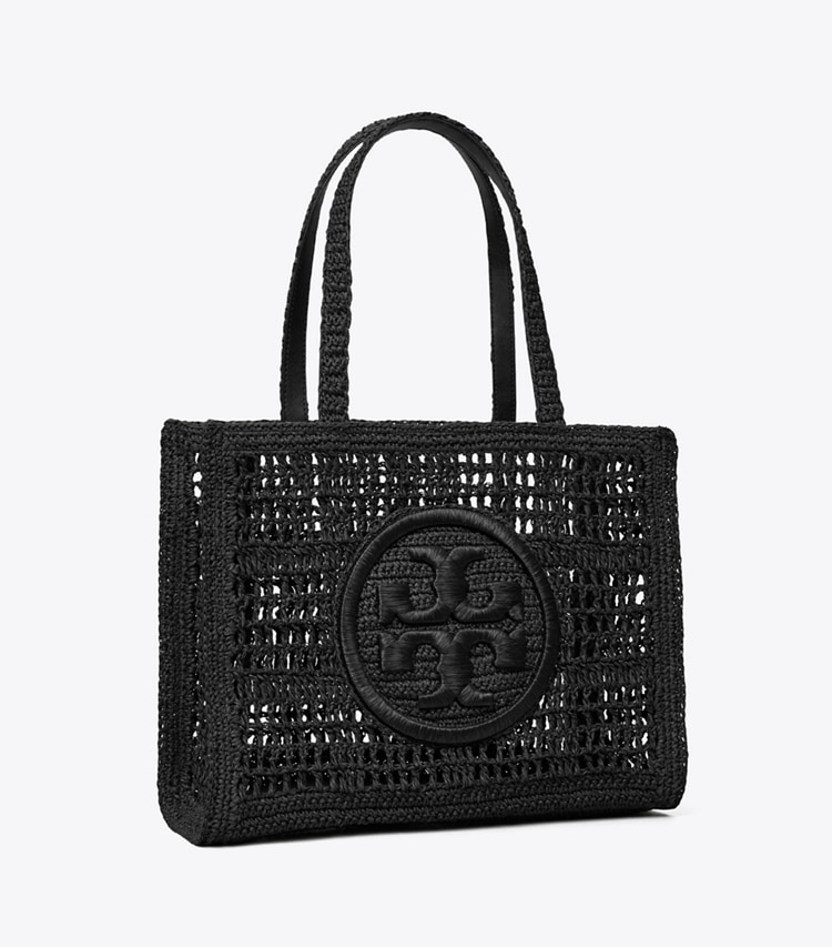 Tory Burch designer tote bags Small Ella Hand-Crocheted Tote in Black angle