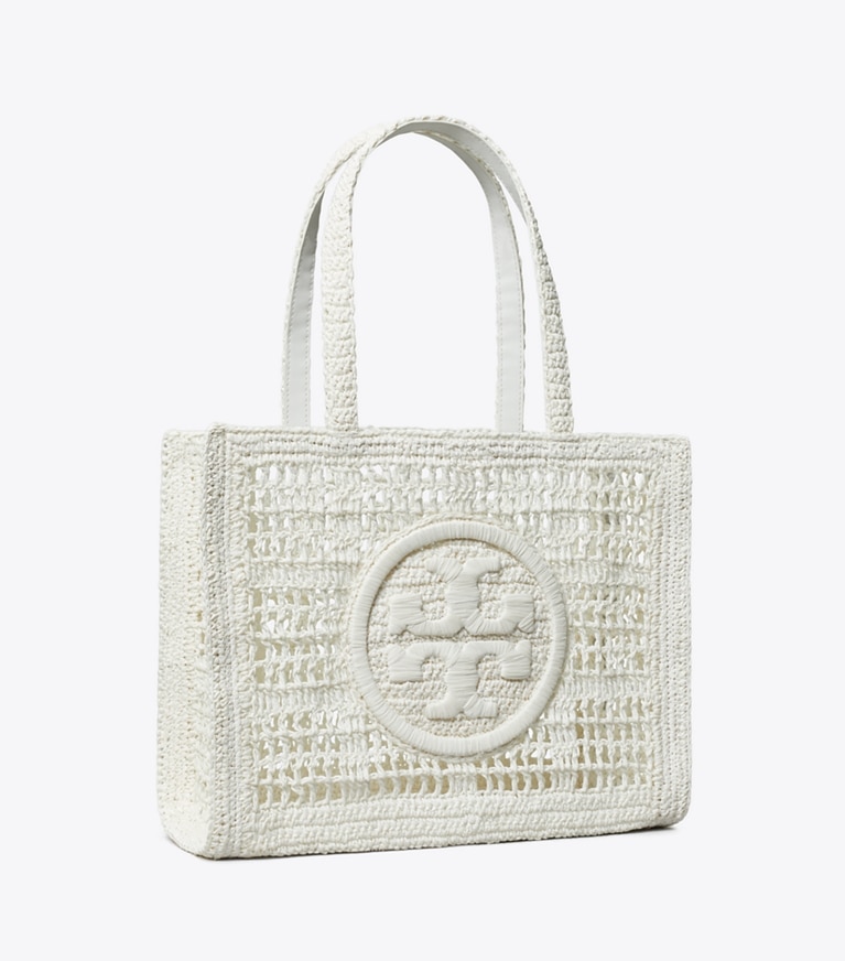 Tory Burch designer tote bags Small Ella Hand-Crocheted Tote in White angle