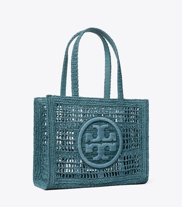 Tory Burch designer トートバッグ エラ ハンドクロシェ スモールトート in Deep Slate angle