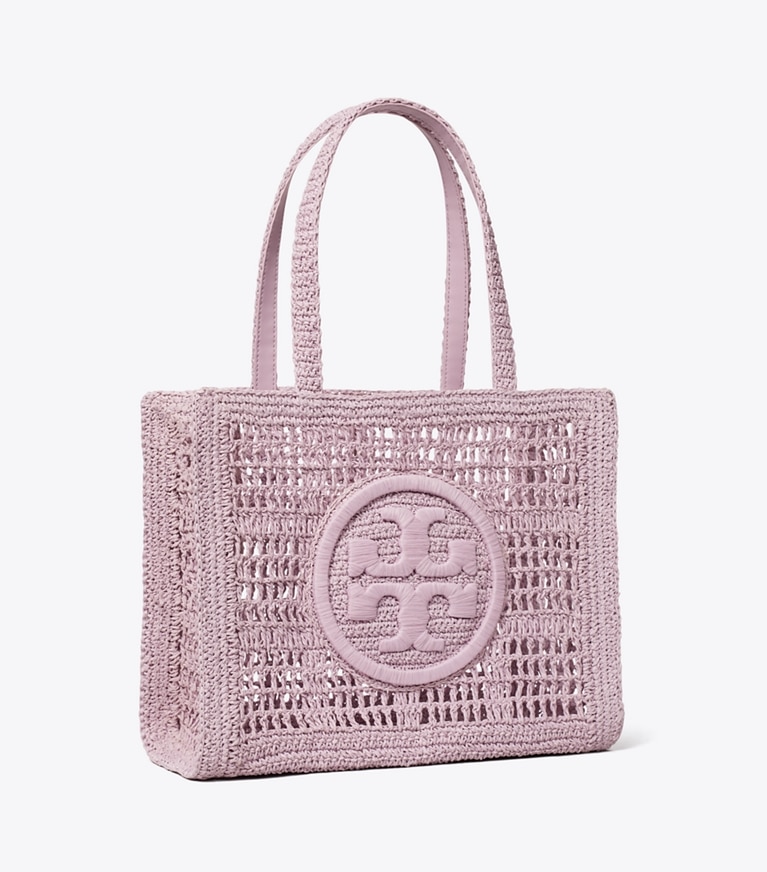 Tory Burch designer tote bags Small Ella Hand-Crocheted Tote in Pale Purple angle