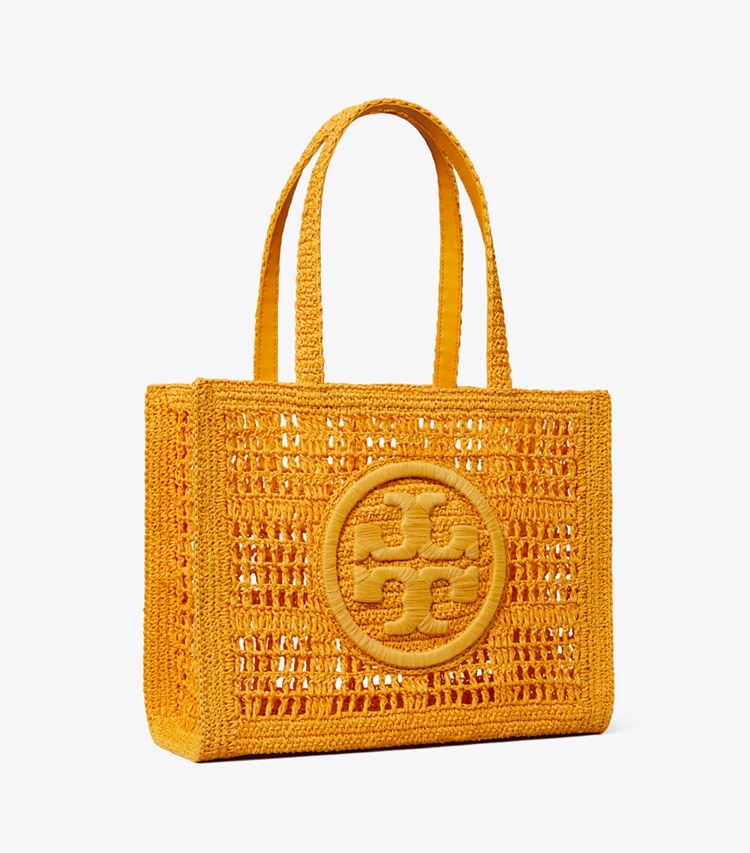 Tory Burch designer tote bags Small Ella Hand-Crocheted Tote in Peachy angle