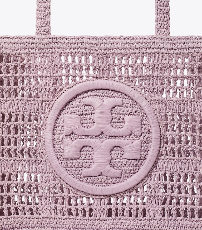 Tory Burch designer tote bags Small Ella Hand-Crocheted Tote in Pale Purple angle