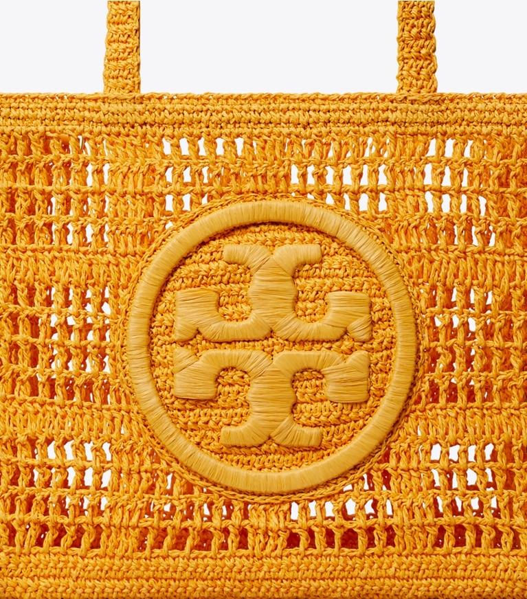 Tory Burch designer tote bags Small Ella Hand-Crocheted Tote in Peachy angle