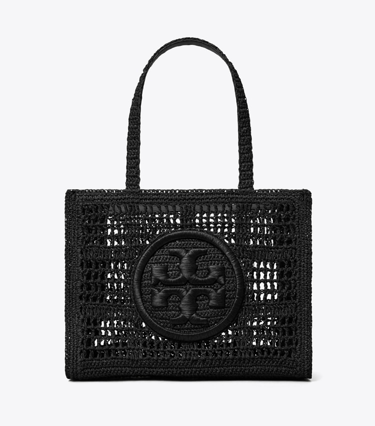 Tory Burch designer tote bags Small Ella Hand-Crocheted Tote in Black front