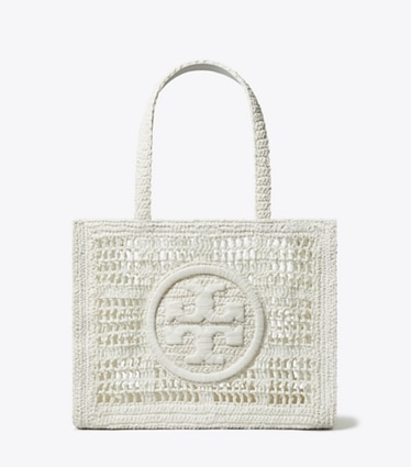 Tory Burch designer tote bags Small Ella Hand-Crocheted Tote in White front