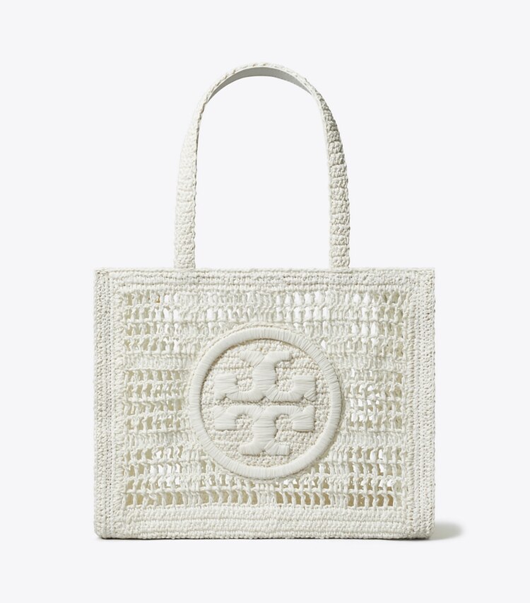 Tory Burch designer tote bags Small Ella Hand-Crocheted Tote in White front