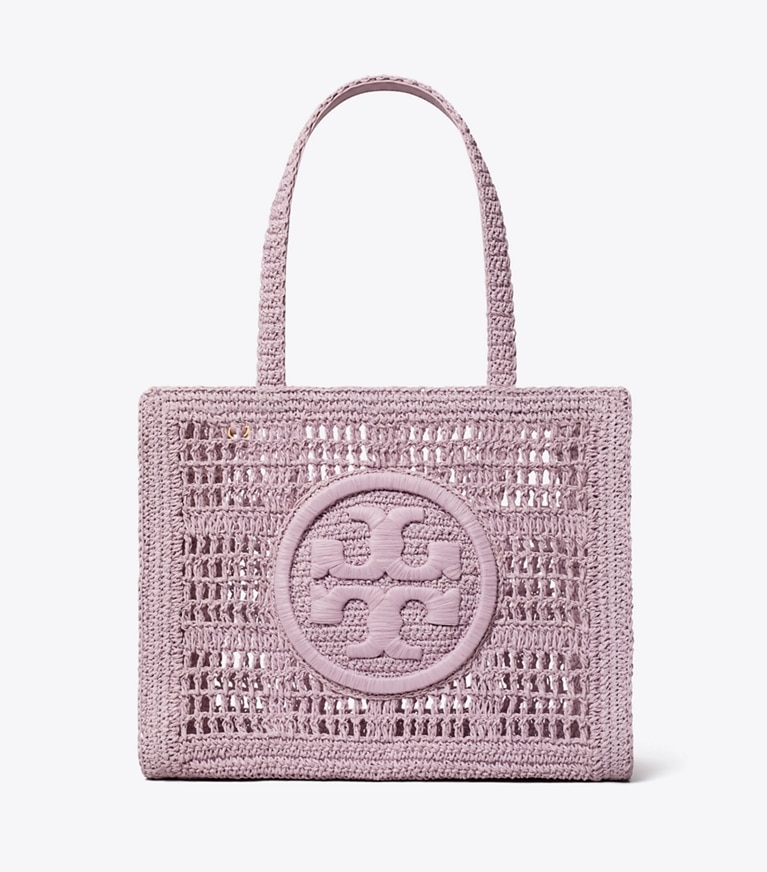 Tory Burch designer tote bags Small Ella Hand-Crocheted Tote in Pale Purple angle