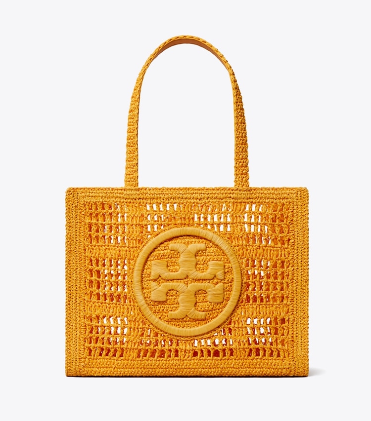 Tory Burch designer tote bags Small Ella Hand-Crocheted Tote in Peachy front